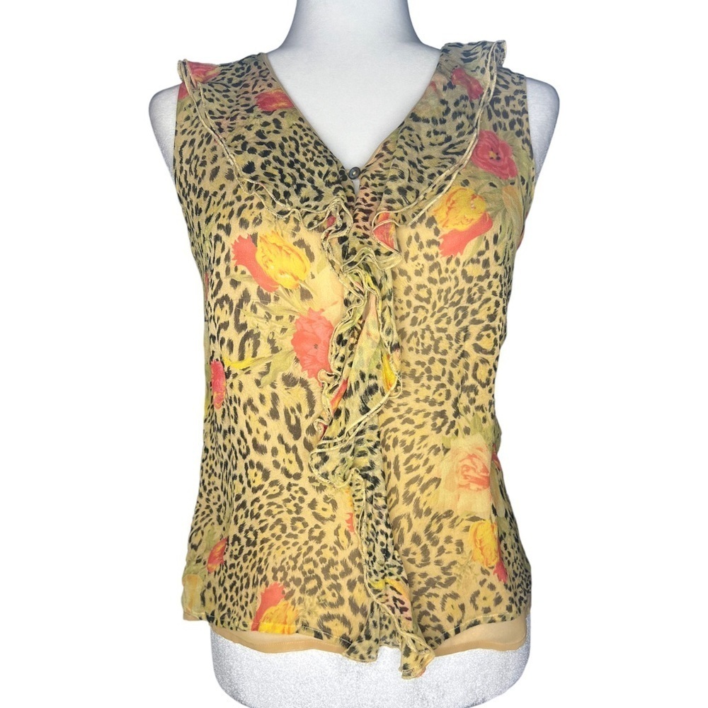 Vintage Y2K Silk Printed Top Small